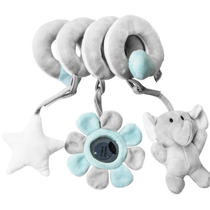 Car Seat Toys for Babies Rattle Mirror Crinkle Squeaky Carseat Stroller Toys 0-6 Months Developmental Newborn Baby Girl Gifts