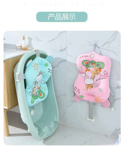 Baby Shower Bath Tub Pad Non-Slip Bathtub Seat Support Mat Newborn Safety Security Bath Support Cushion Foldable Soft Pillow