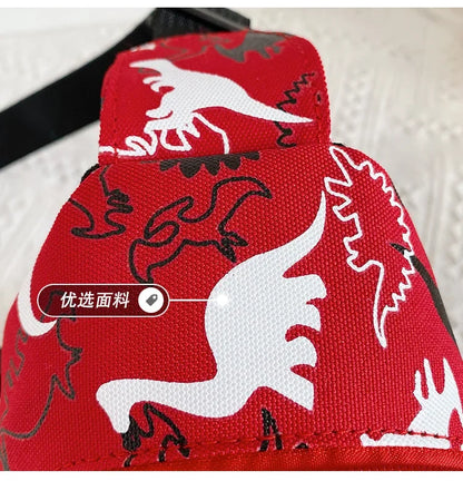 Kids Waist Bags Cartoon Dinosaur Print Outdoor Travel High Capacity Crossbody Zipper Bag Girl Boy Gift Children Chest Pouch Pack