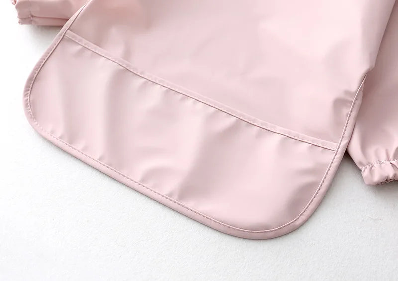 Baby Kids Toddler Long Sleeve Scarf Waterproof Art Smock Feeding Bib Apron Pocket Infant Boys Girls Burp Cloth Bandana Bibs
