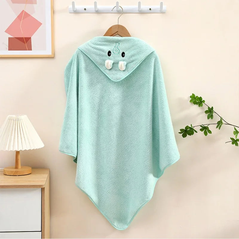 0-3Y Baby Shower Unisex Baby Bathrobe Flannel Cloak Cartoon Boy Girl Ultra-Soft Hooded Spa Robe Bath Towel Newborn Cover-Up
