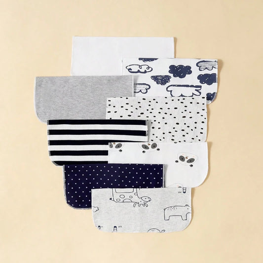 8 Piece Baby Saliva Wipes 100% Cotton Soft and Comfortable Shower Towels Newborn Bath Time Baby Wipes Cloths Handkerchief