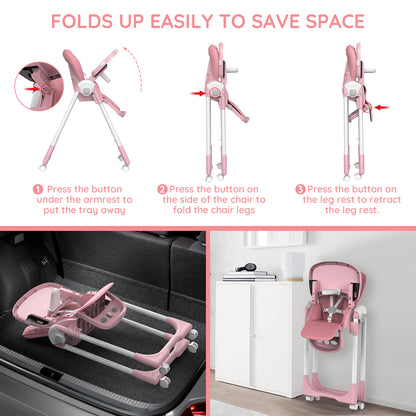 SEJOY Baby High Chair Infants Folding Convertible Removable Tray Adjustable Seat